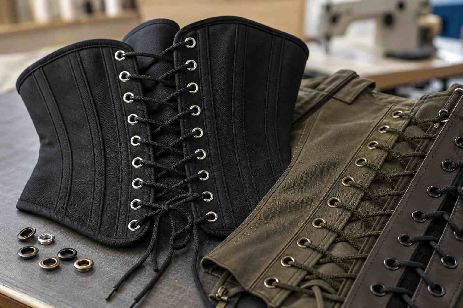 clothes eyelets,Clothes eyelets installed on lace-up corsets with metal eyelets for secure fastening and decorative detailing